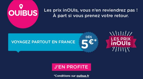 Vos trajets à travers la France à partir de 5 euros avec OUIBUS !