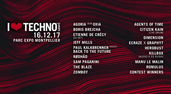 Concours : Gagne tes places pour le festival I LOVE TECHNO EUROPE le 16 / 12 au Parc Expo Montpellier