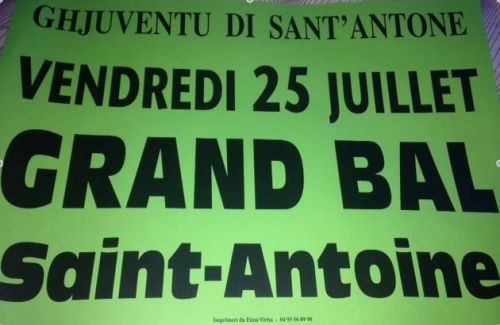 A Ghjuventù di Sant’Antone a le plaisir de vous inviter à son bal le vendredi 25 Juillet à partir de
