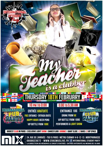 INTERNATIONAL STUDENT PARTY : My teacher is a clubber