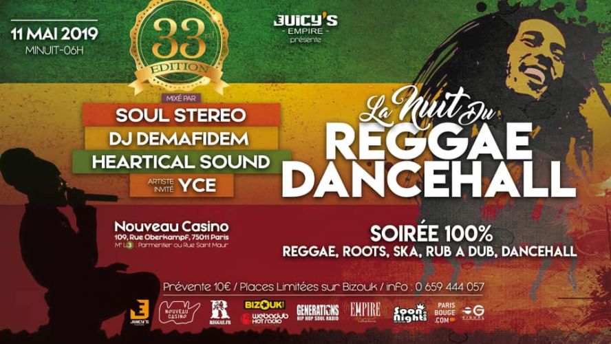 Juicy’s empire present la Nuit du reggae dancehall N°33 Tribute to Bob Marley