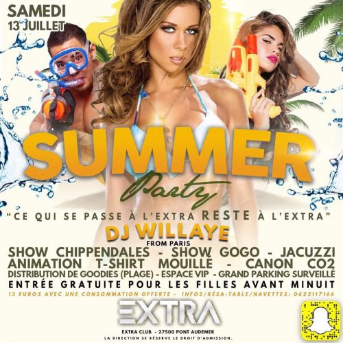 SUMMER PARTY SAMEDI 13 JUILLET À L’EXTRA CLUB