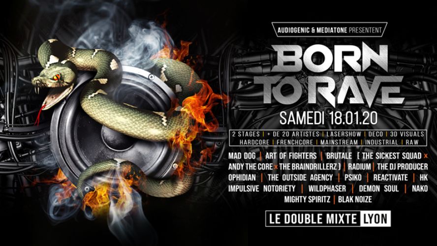 18/01/20 – BORN TO RAVE – LE DOUBLE MIXTE – LYON  / 2 STAGES – Hard Music !