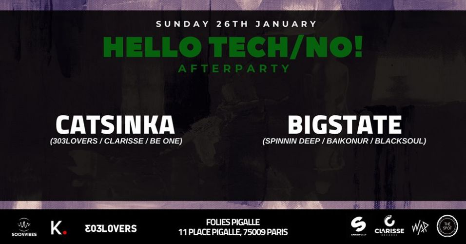 Hello Tech/No! – Afterparty with Catsinka x Bigstate (6h/12h)