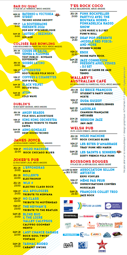 Programmation Festival Culture Bar-Bars à Angers