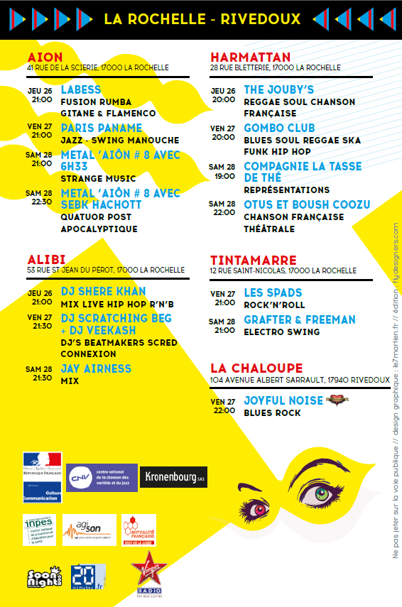 Programmation Culture Bar-Bars à la Rochelle et à Poitiers