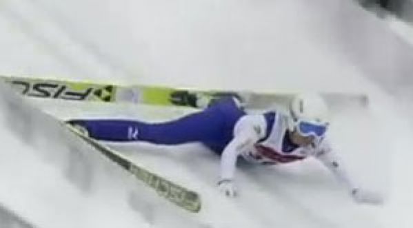 Départ complètement loupé en saut à Ski