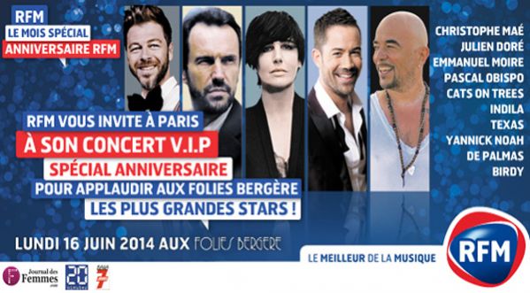 SoonNight t’invite au Concert V.I.P Special Anniversaire RFM 2014