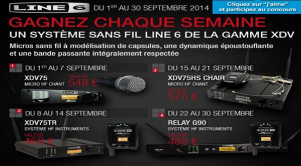 4 micros sans fil de la gamme XDV à gagner avec Line 6 et SonoVente.com !