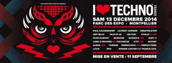 L’édition française du festival I LOVE TECHNO revient pour sa 4ème édition le 13/12 @Parc des expo de Montpellier