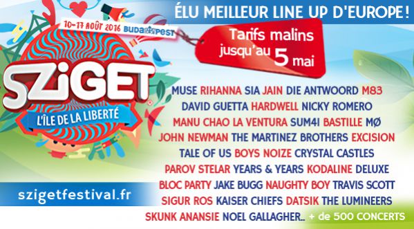 Le Sziget festival, meilleur festival d’Europe, se tiendra du 10 au 17 août 2016 à Budapest !