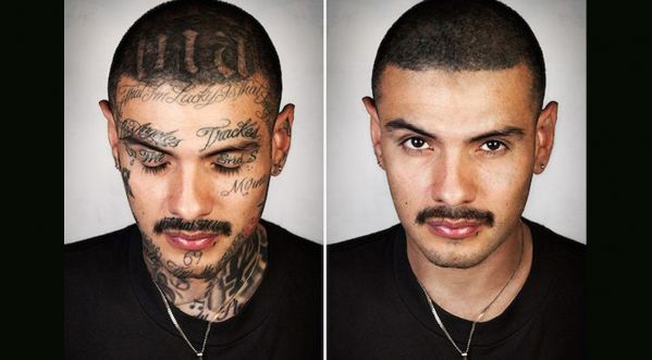 Un photographe a photoshopé les portraits d’ex-membres de gang pour qu’ils se voient sans leurs tatouages!