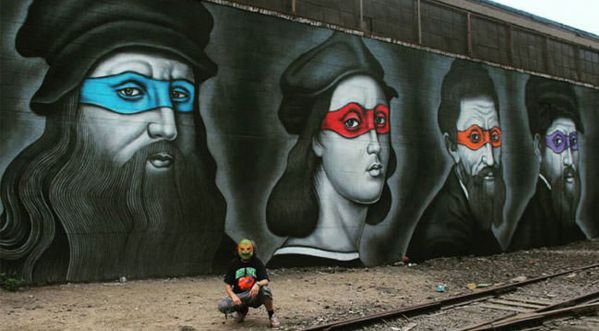 Street Art: Des artistes de la Renaissance transformés en Tortue Ninja!