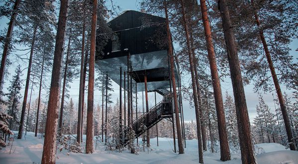 Cet hôtel dans la fôret de la Laponie vous fera dormir sous les aurores boréales!