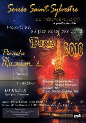 Paris 2010! Reveillon du Nouvel An au pied de la Tour Eifel !