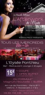 L’AFTERWORK DE L’ELYSEE (Tous les Mercredis) Free pour les Femmes