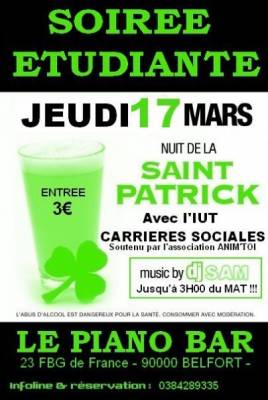 Soirée étudiante- st patrick