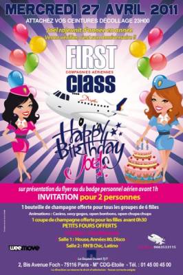 FIRST CLASS COMPAGNIES AERIENNES : ANNIVERSAIRE DE JOEL