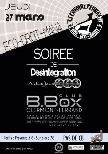 SOIREE ETUDIANTE DESINTEGRATION ECO/DROIT/MANA