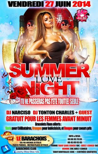 soirée summer love night – gratuit pour les femmes avant 00h