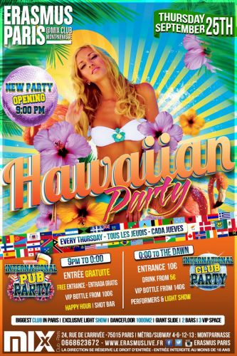 International Pub Party – Hawaiian Party Nouvelle soirée Ouverture 21h00