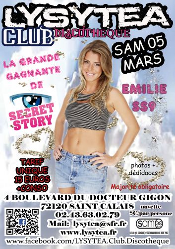 EMILIE SECRET STORY 9 EN EXCLU DANS TON CLUB ET DANS LA REGION