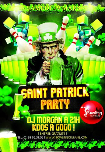 Soirée SAINT PATRICK PARTY Au Bowling d’Orléans Olivet