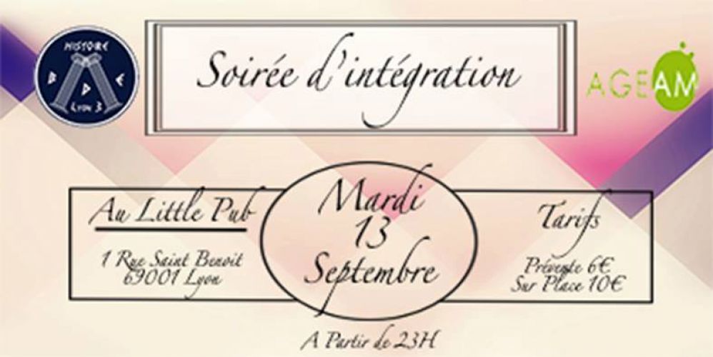 Soirée d’intégration AGEAM et BDE Histoire Lyon III