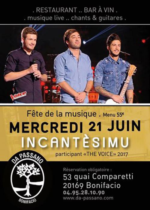 FÊTE DE LA MUSIQUE Incantèsimu – The Voice 6 Da Passano Bonifacio