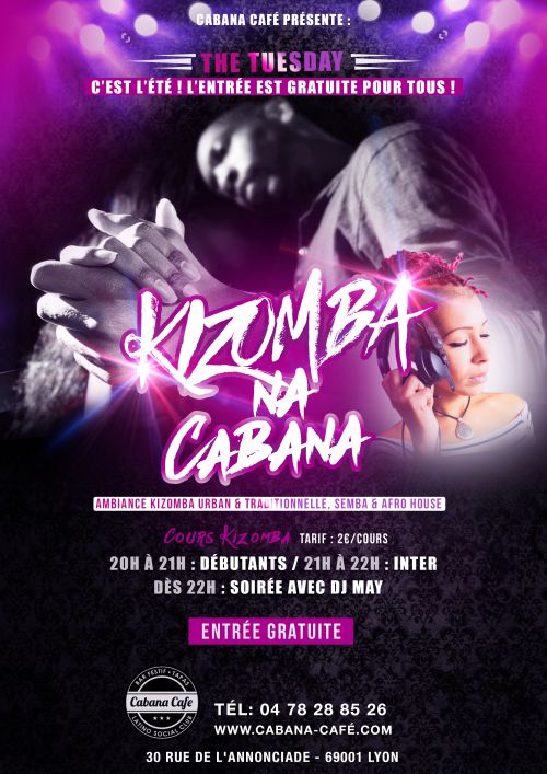 Mardi: COURS et SOIREE  100% KIZOMBA « Kizomba n’a Cabana »