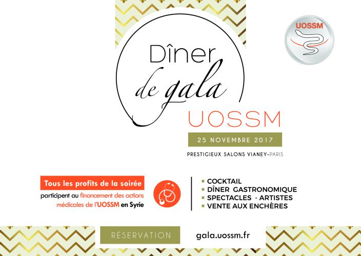 GRAND DÎNER DE GALA CARITATIF AU PROFIT DES ACTIONS MÉDICALES DE L’UOSSM EN SYRIE