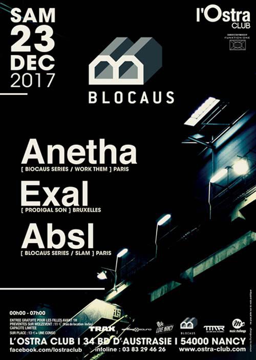 BLOCAUS Night w/ ANETHA + EXAL + ABSL @ L’Ostra Club