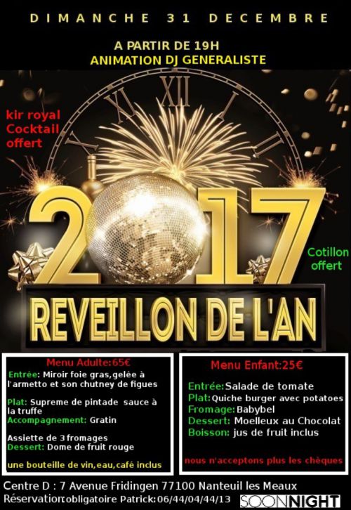 soirée réveillon du nouvel an