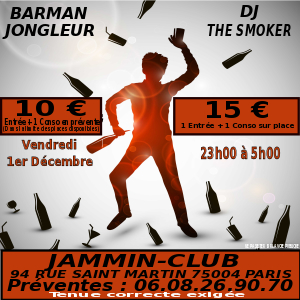 Soirée Clubbing avec Bartender-Barman Jongleur et DJ The Smoker