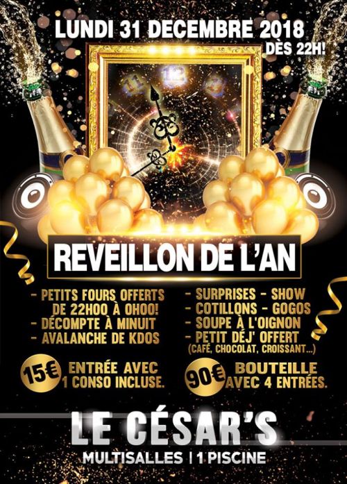 Soirée César's Lundi 31 decembre 2018 - Soirée Réveillon de l'an
