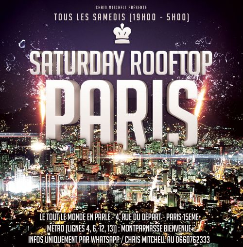 SATURDAY ROOFTOP CALIENTE IN PARIS – FILLE = GRATUIT AVEC INVITATION – TOUS LES SAMEDIS (19h00 – 5h0