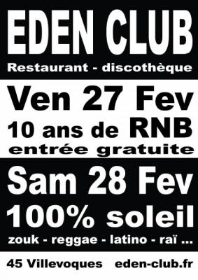 eden club : 1 WEEKEND / 2 soirées