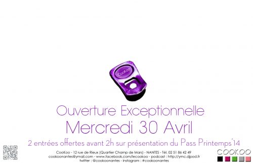 Ouverture Exceptionnelle Mercredi 30 Avril