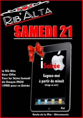 Le Rib’Alta vous Offre tous les 3ème SAMEDI de chaque MOIS 1 IPAD pour sa ISoirée