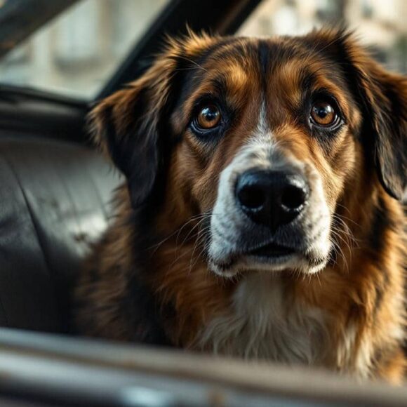 Chien coincé dans une voiture