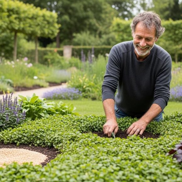 Soonnight - Tapis végétal semé en novembre 2025 surpasse le paillage et permet un jardin presque sans arrosage