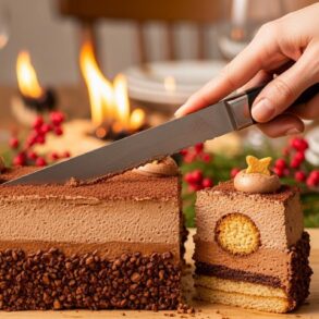 Soonnight - Bûche de Noël 2025 à la mousse au chocolat : le croustillant praliné qui change votre réveillon