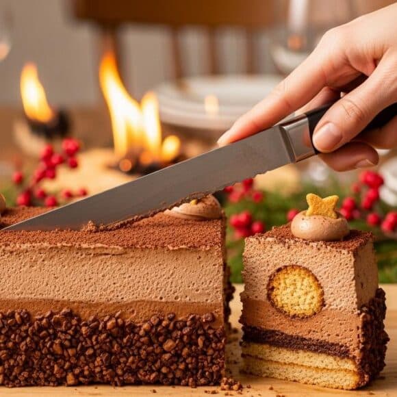 Soonnight - Bûche de Noël 2025 à la mousse au chocolat : le croustillant praliné qui change votre réveillon