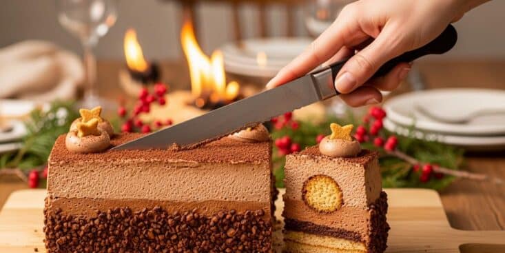 Soonnight - Bûche de Noël 2025 à la mousse au chocolat : le croustillant praliné qui change votre réveillon