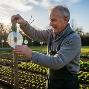 Soonnight - Jardiniers : en janvier, ils accrochent des CD des années 2000 au potager pour éloigner les oiseaux et protéger les cultures