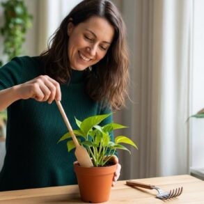Soonnight - Plantes d'intérieur en hiver: un simple ustensile en bois dans la terre relance la croissance comme au printemps