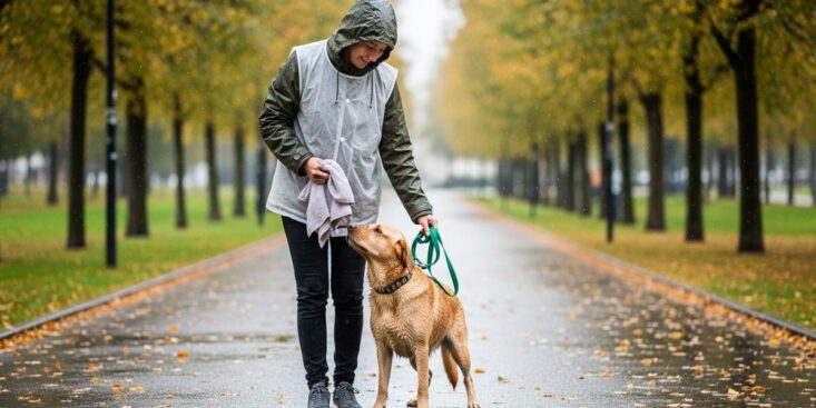 Soonnight - Promenade du chien sous la pluie: mieux vaut adapter durée, trajet et équipement que l’annuler