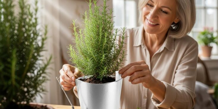Soonnight - Romarin en pot: le papier aluminium booste la croissance si vous évitez l'excès d'humidité