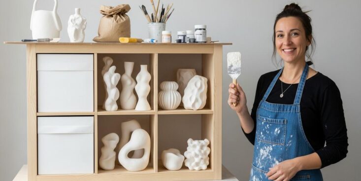 SoonNight - IKEA Hack : transformez votre étagère Kallax en bibliothèque aux courbes organiques avec du plâtre