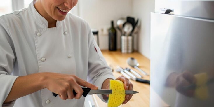 SoonNight - Éponge : coupez un coin et vos poêles seront nettoyées sans rayure